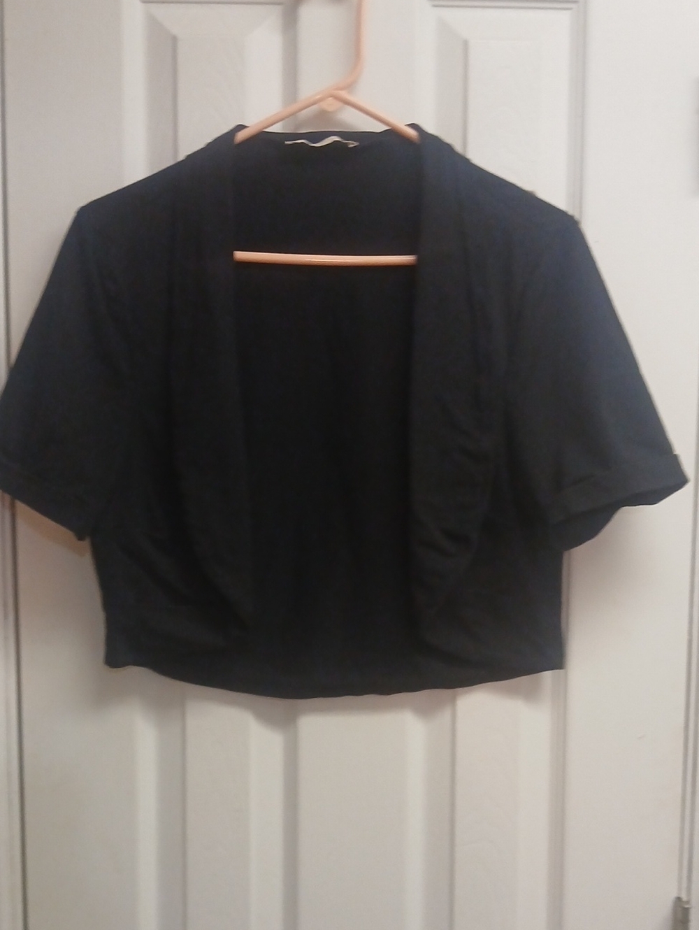​Belle Poque Black Cropped Shrug Bolero XXL Lightweight Summer Cover Up